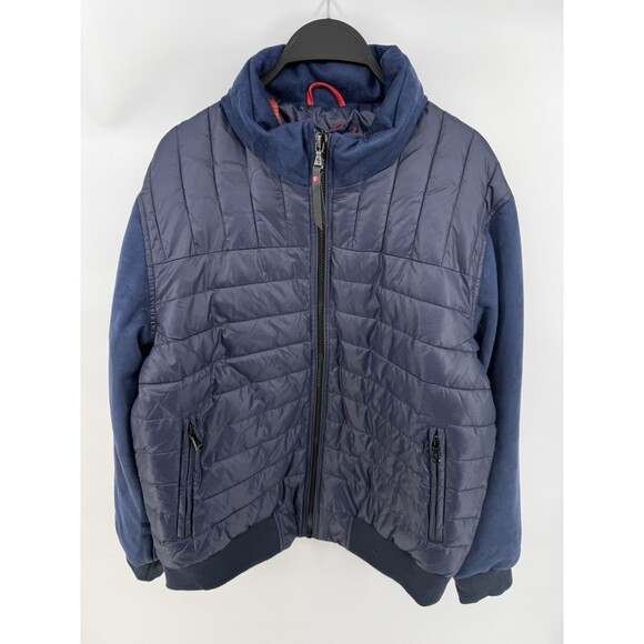 Robert Graham Men's Blue Quilted Bomber Jacket Puffer. Sz Large Floral Lining - Picture 2 of 5